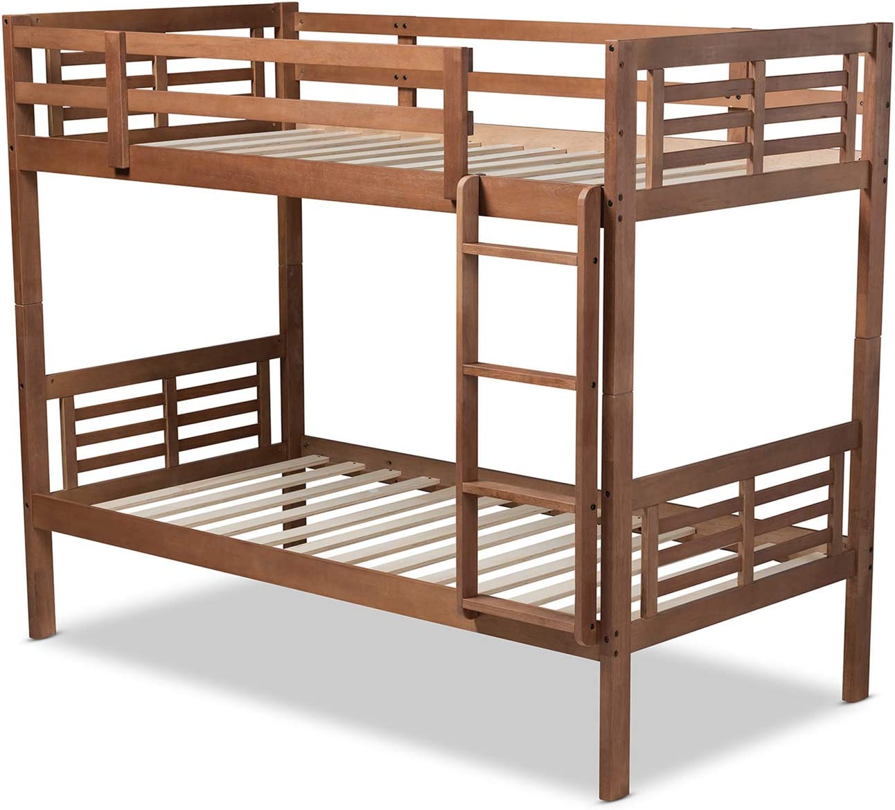 Baxton Studio Liam Modern and Contemporary Walnut Brown Finished Wood Twin Size Bunk Bed