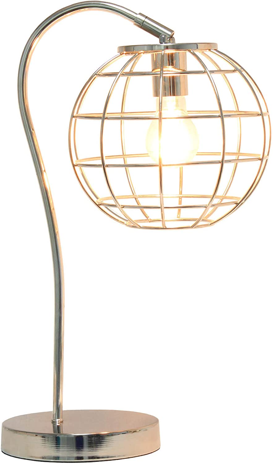 Lalia Home Decorative Arched Metal Cage Table Lamp, Chrome