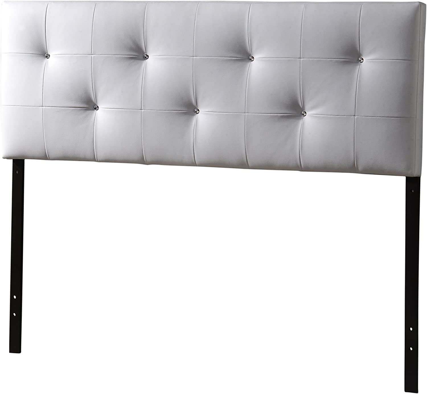 Baxton Studio Dalini Modern and Contemporary Queen Black Faux Leather Headboard with Faux Crystal Buttons