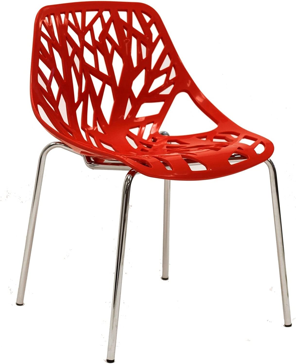 Modway Stencil Stackable Dining Side Chair in Red