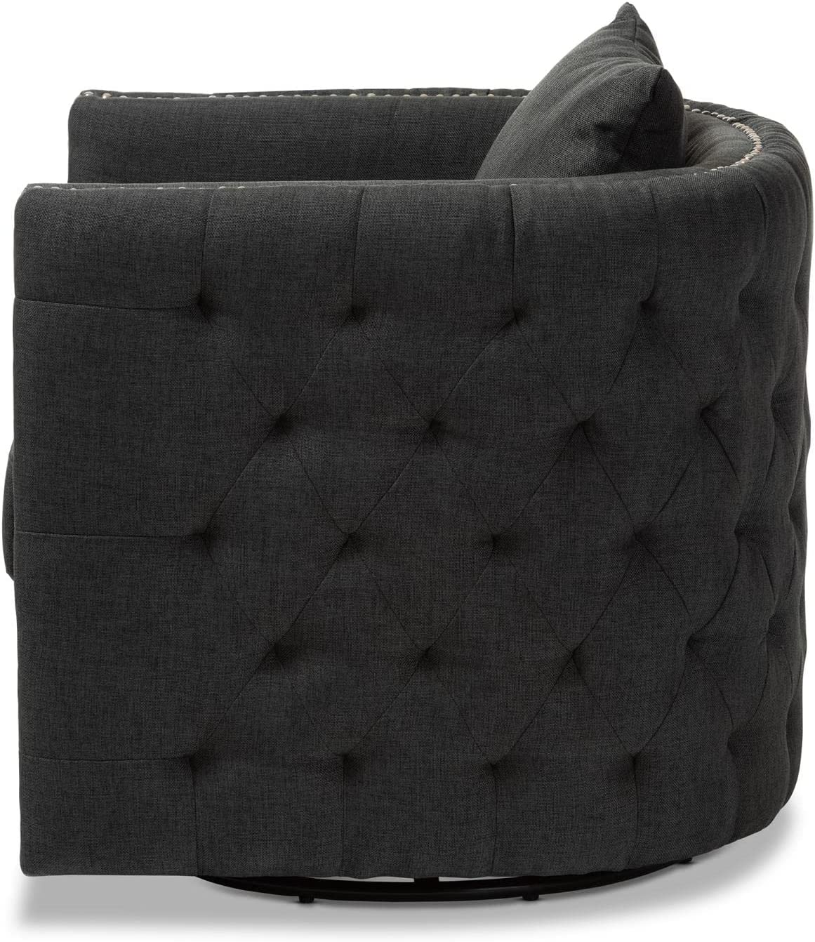 Baxton Studio Micah Modern and Contemporary Gray Fabric Upholstered Tufted Swivel Chair