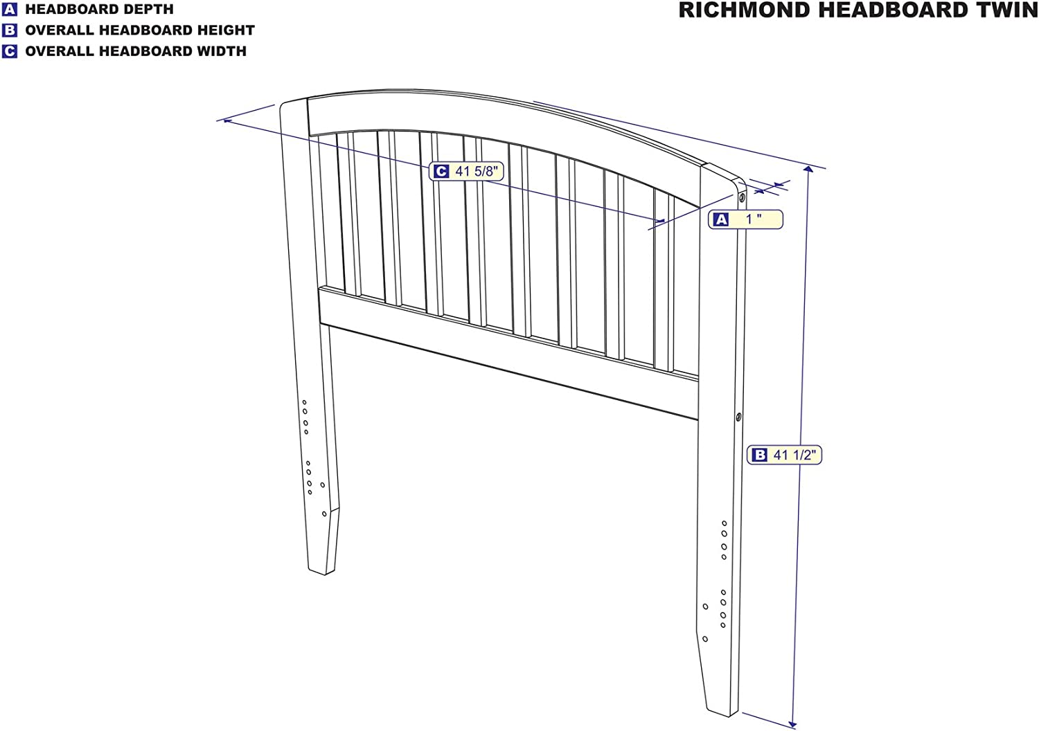 AFI Richmond Twin Size Headboard with Attachable Charger in White