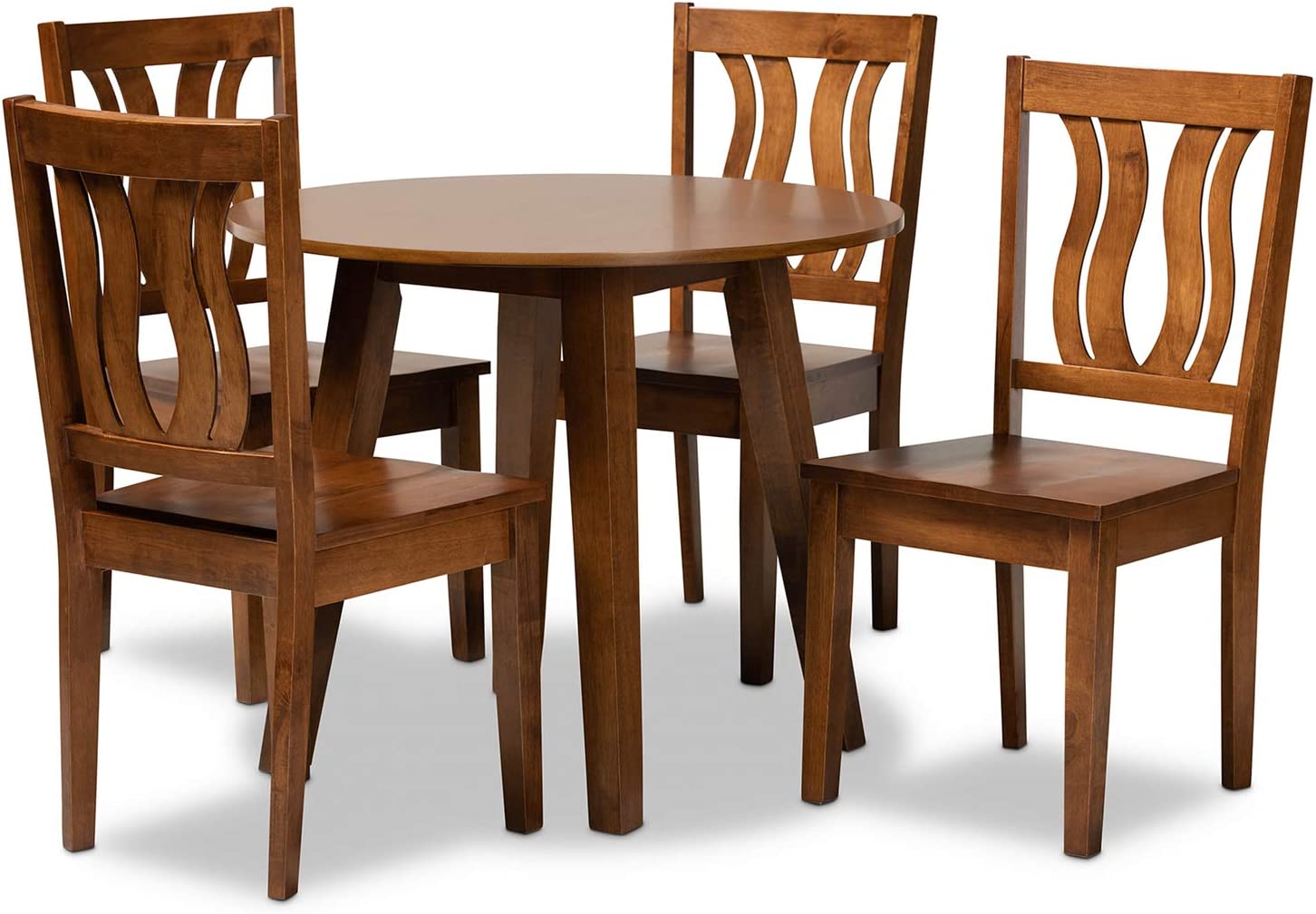 Baxton Studio Anesa Modern and Contemporary Transitional Walnut Brown Finished Wood 5-Piece Dining Set