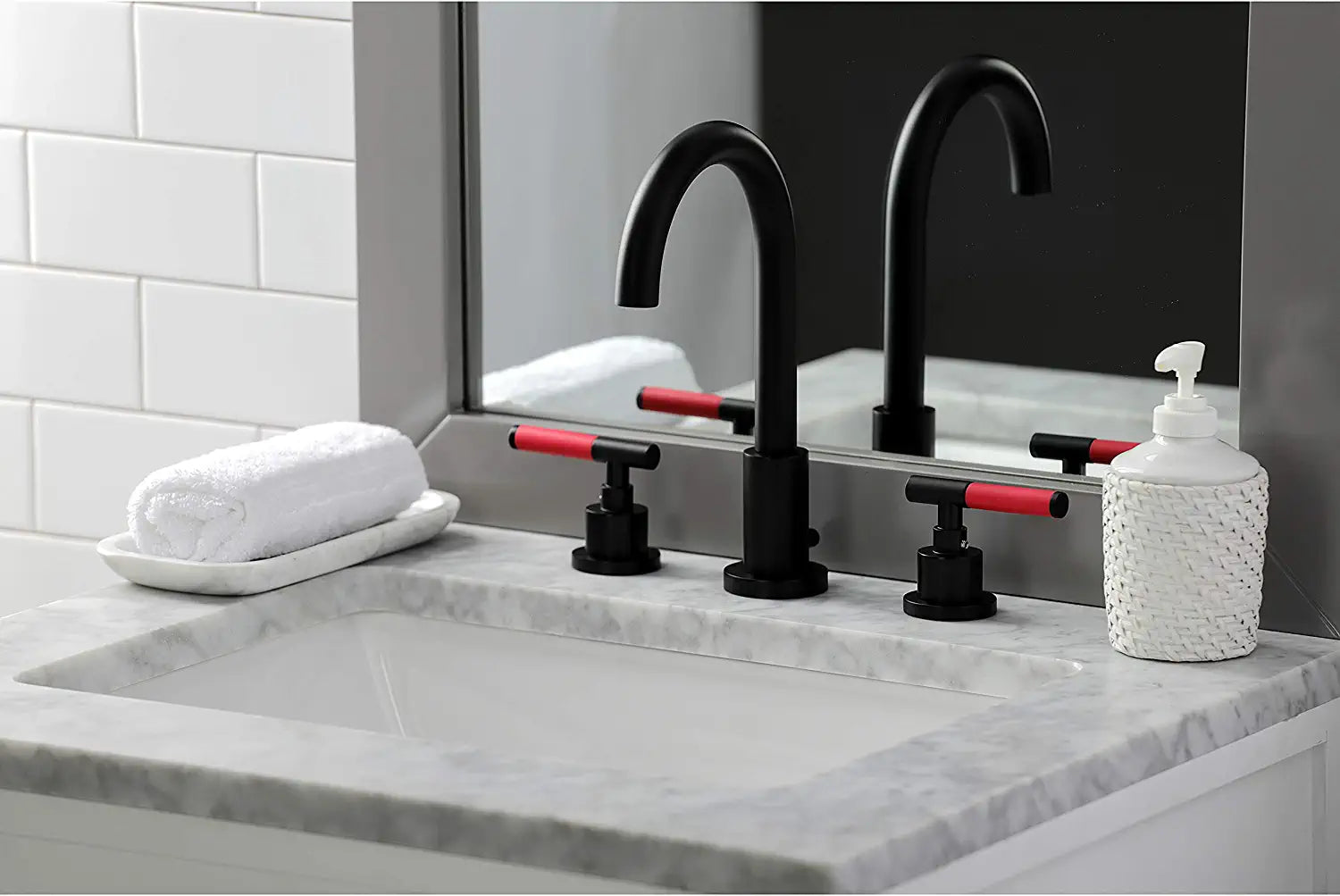 Kingston Brass FSC8920CKL Kaiser Widespread Bathroom Faucet, Matte Black