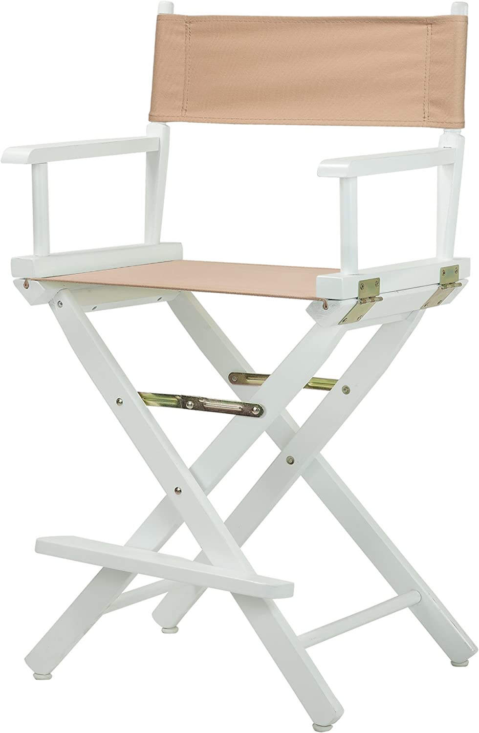 Casual Home 24&#34; Director&#39;s Chair White Frame with Tan Canvas, Counter Height