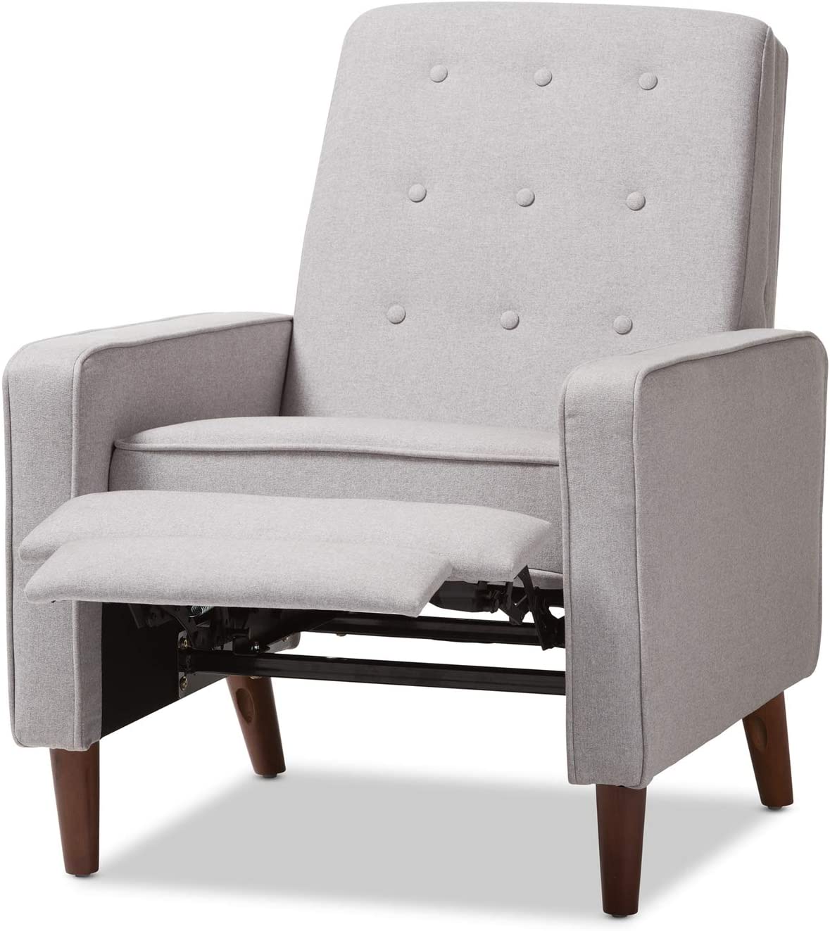 Baxton Studio Mathias Mid-century Modern Light Grey Fabric Upholstered Lounge Chair
