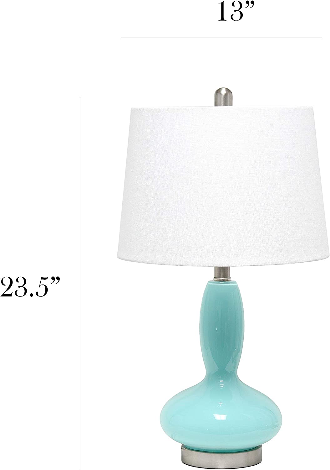 Elegant Designs LT3315-SEA Contemporary Curved Glass Table Lamp, Seafoam