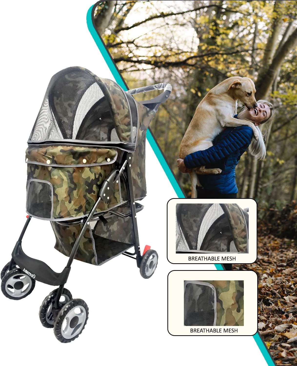 Convenient Pet Stroller CAMOUFLAGE/GREY