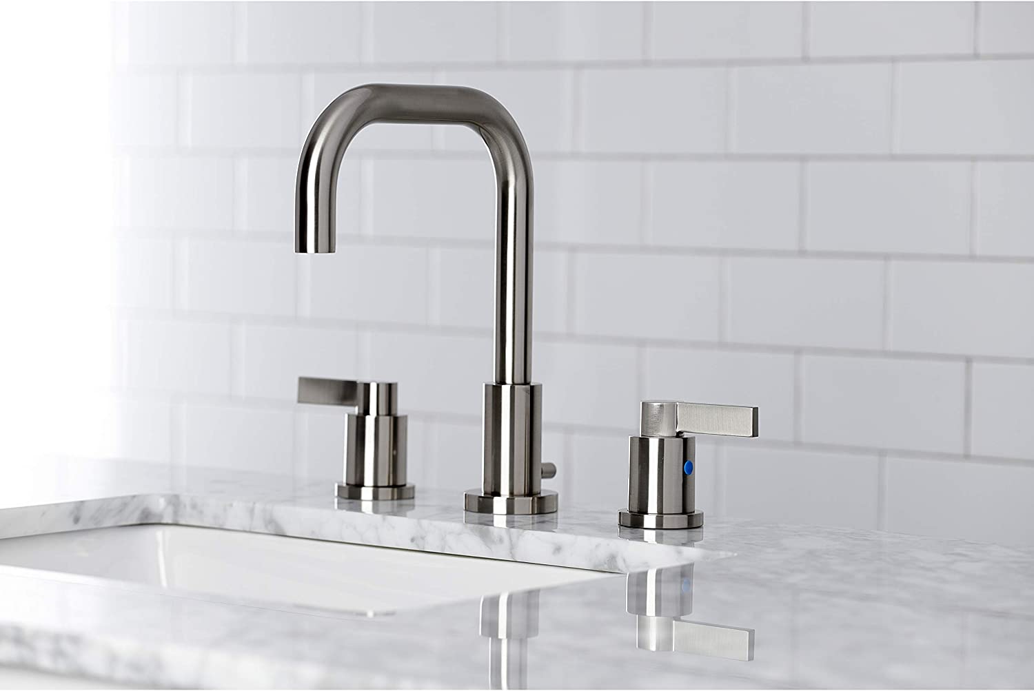 Kingston Brass FSC8938NDL NuvoFusion Widespread Bathroom Faucet, Brushed Nickel