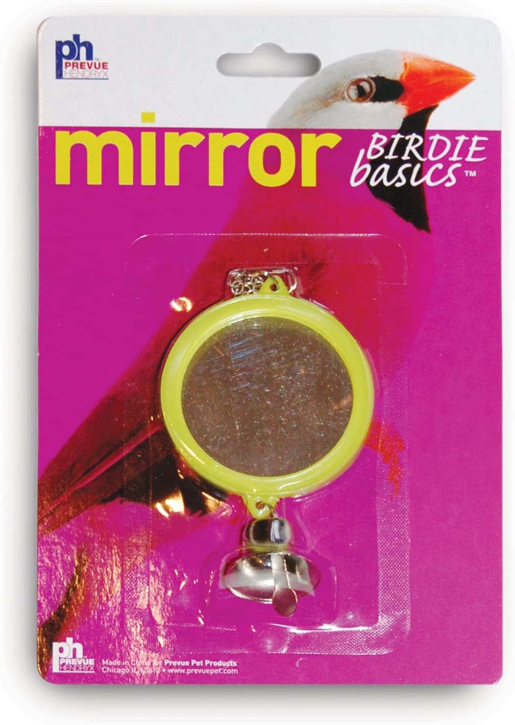 Prevue Hendryx Birdie Basics 2 Sided Round Mirror Bird Toy, Blue, One Size