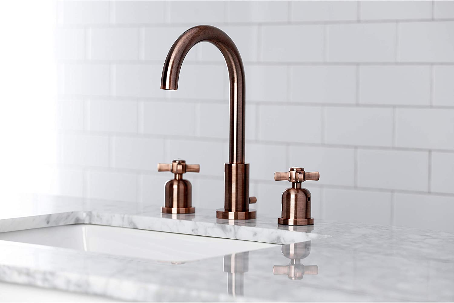 Kingston Brass FSC892ZXAC Millennium Widespread Bathroom Faucet, Antique Copper