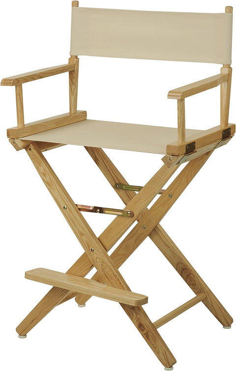 Extra-Wide Premium 24 Directors Chair Natural Frame W/Natural Color Cover