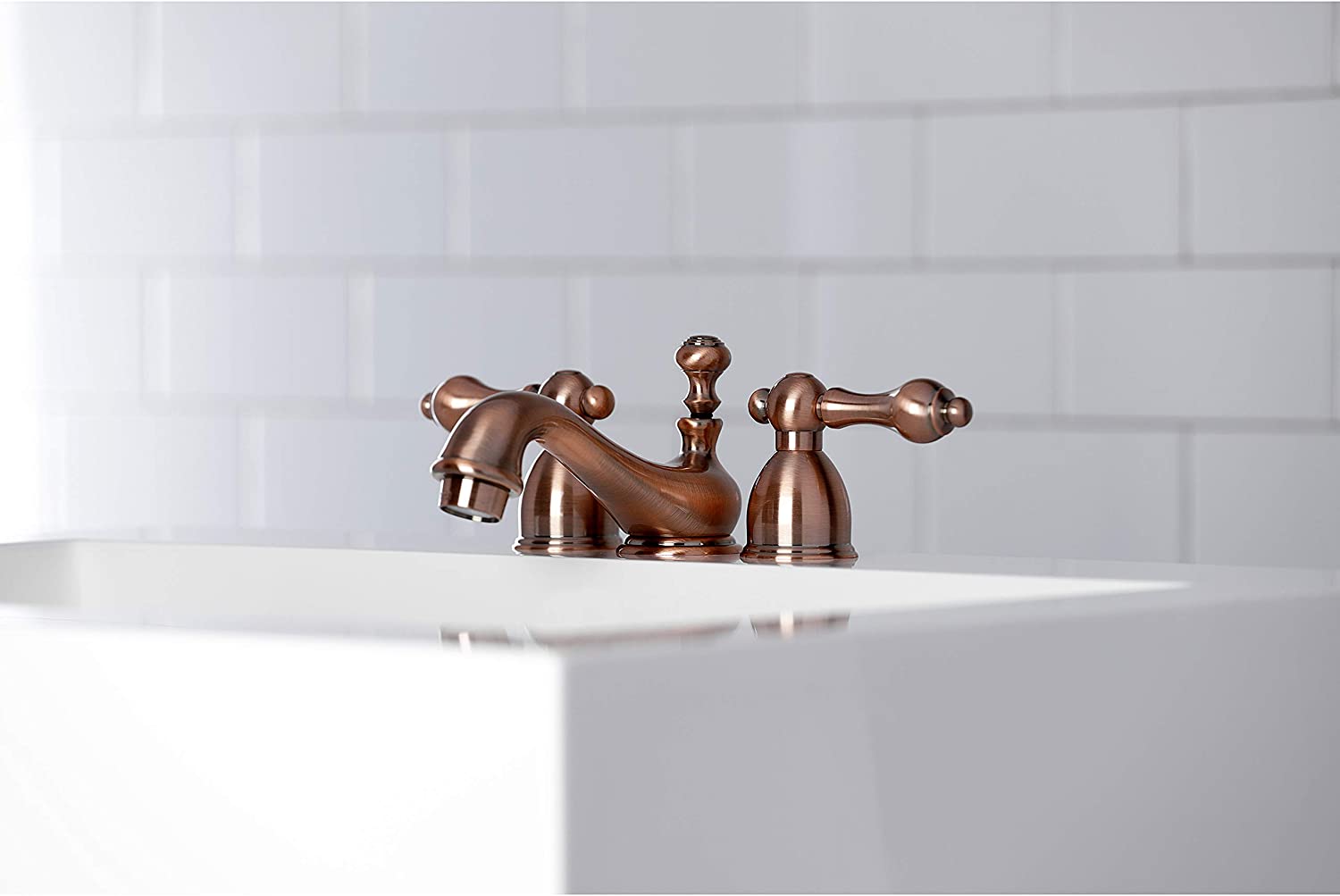 Kingston Brass KS395ALAC Restoration Mini-Widespread Bathroom Faucet, Antique Copper