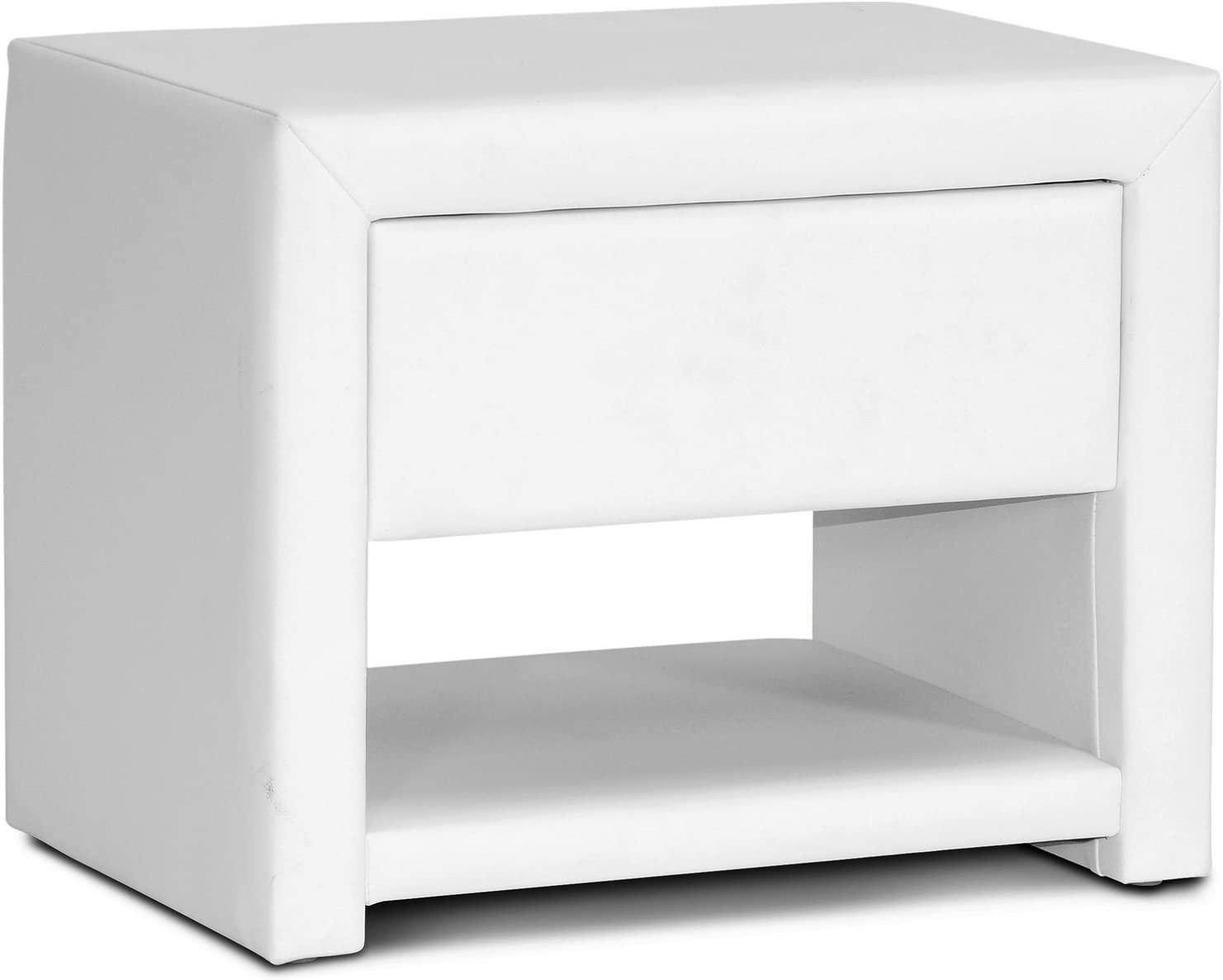 Baxton Studio Massey Upholstered Modern Nightstand, White