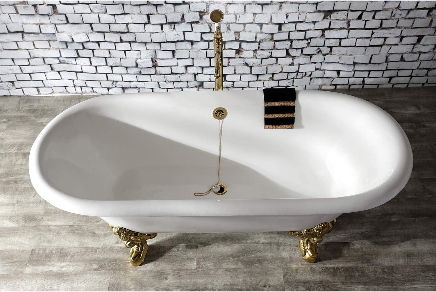 Kingston Brass CC2096 Vintage Clawfoot Bathtub Waste and Overflow Drain, 20-1/4&#34;~22-5/8&#34; x 7&#34; (L) x 3&#34; (W) x 14-1/4&#34;~5&#34; (H), Polished Nickel