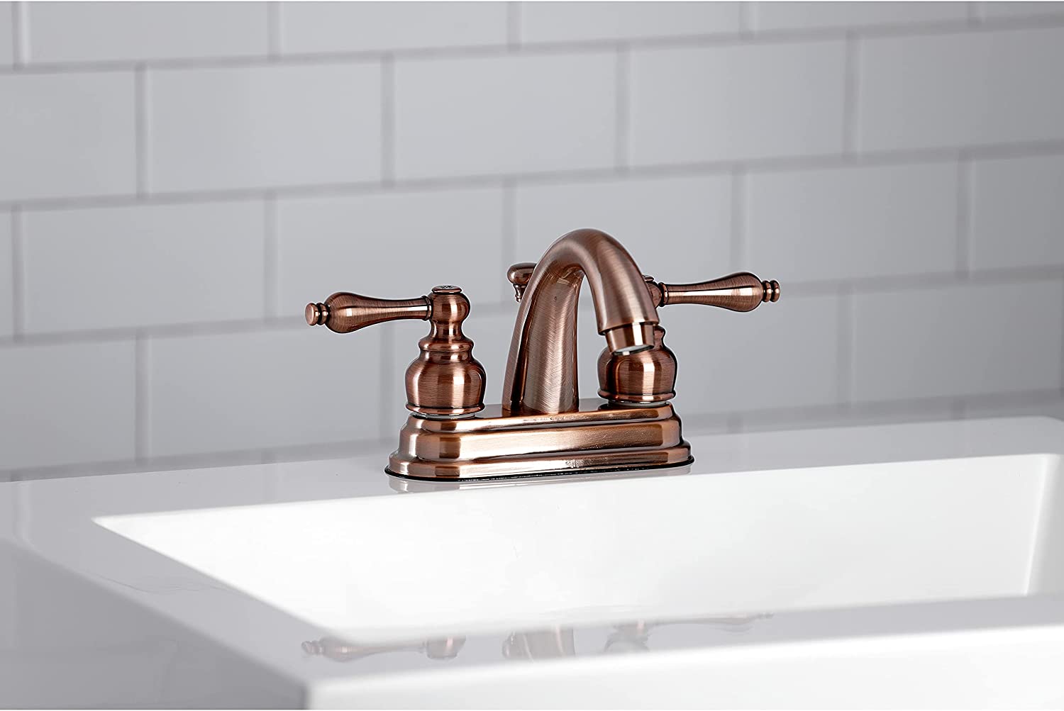 Kingston Brass KB561ALAC Restoration 4&#34; Centerset Bathroom Faucet, Antique Copper