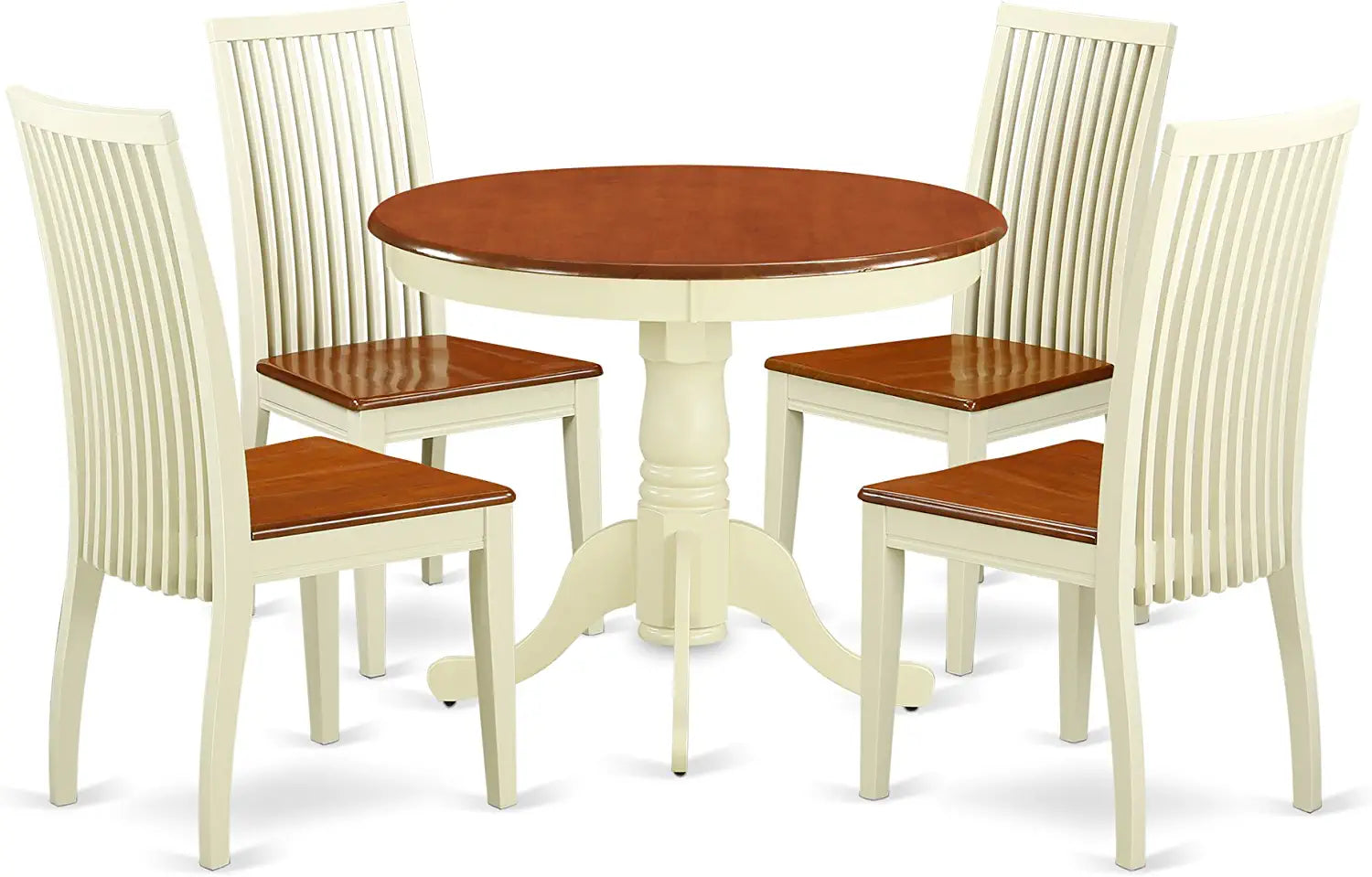 East West Furniture ANIP5-MAH-W Dining Room Table Set, 4 Chairs and 1