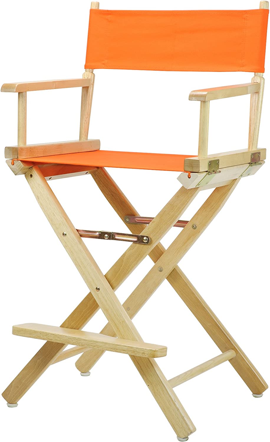 Casual Home 24&#34; Director&#39;s Chair Natural Frame with Tangerine Canvas, Counter Height