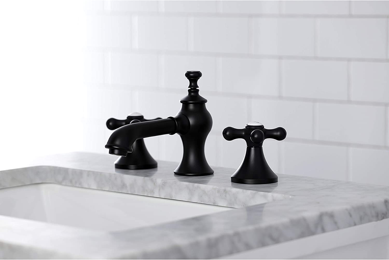 Kingston Brass KC7060AX Vintage Widespread Bathroom Faucet, Matte Black