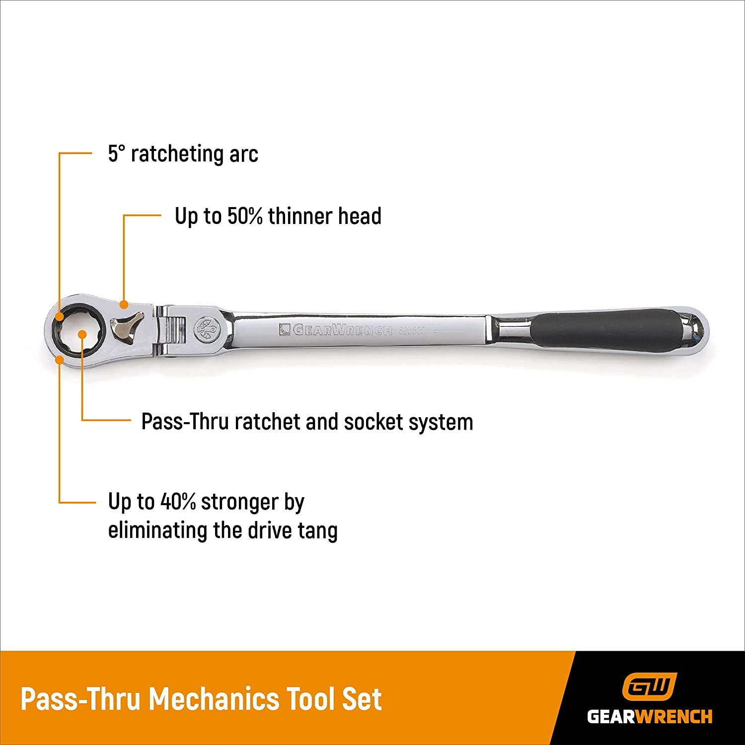 GEARWRENCH 23 Pc. 3/8&#34; Drive 6 Pt. Pass-ThruÃ¢â€žÂ¢ Mechanics Tool Set, Standard, SAE/Metric - 893823