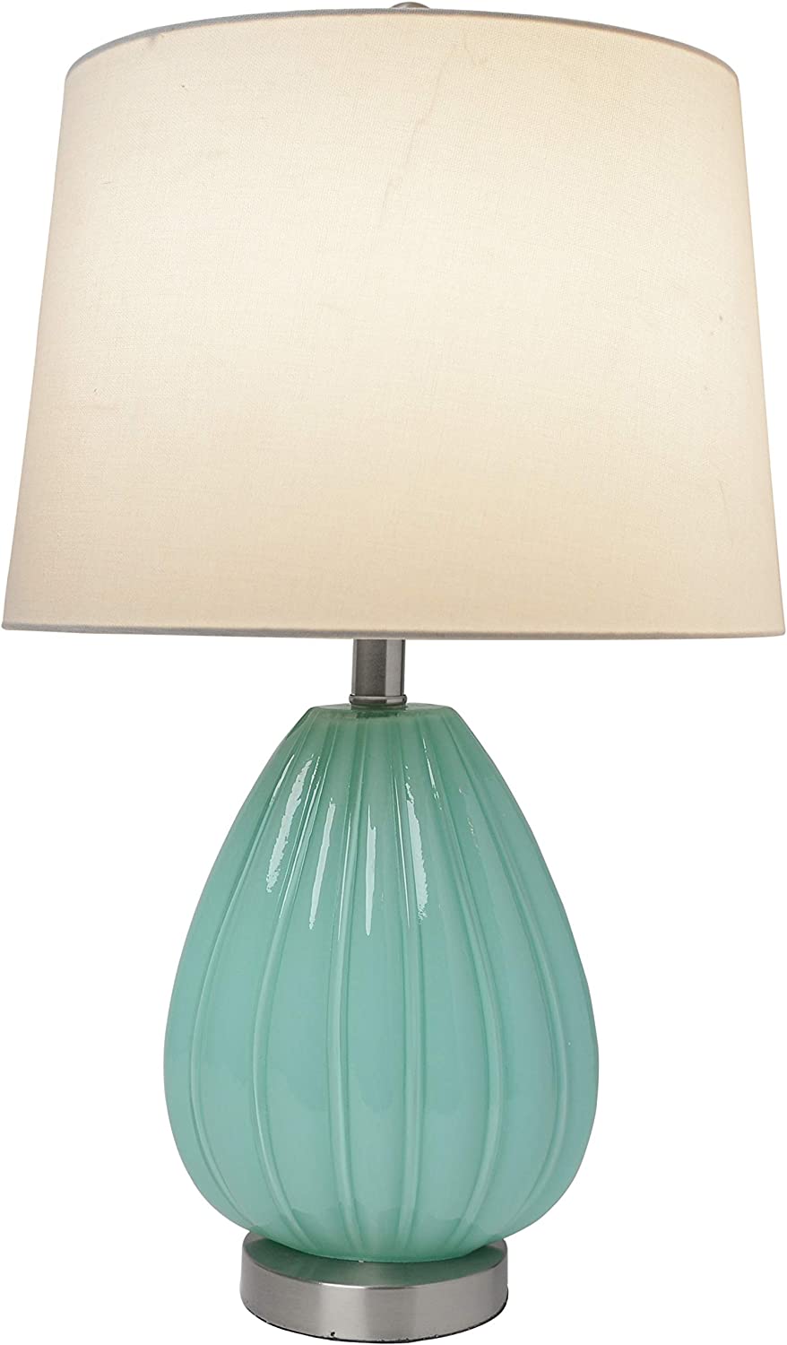 Elegant Designs LT3320-TEL Creased Fabric Shade Table Lamp, Teal/White