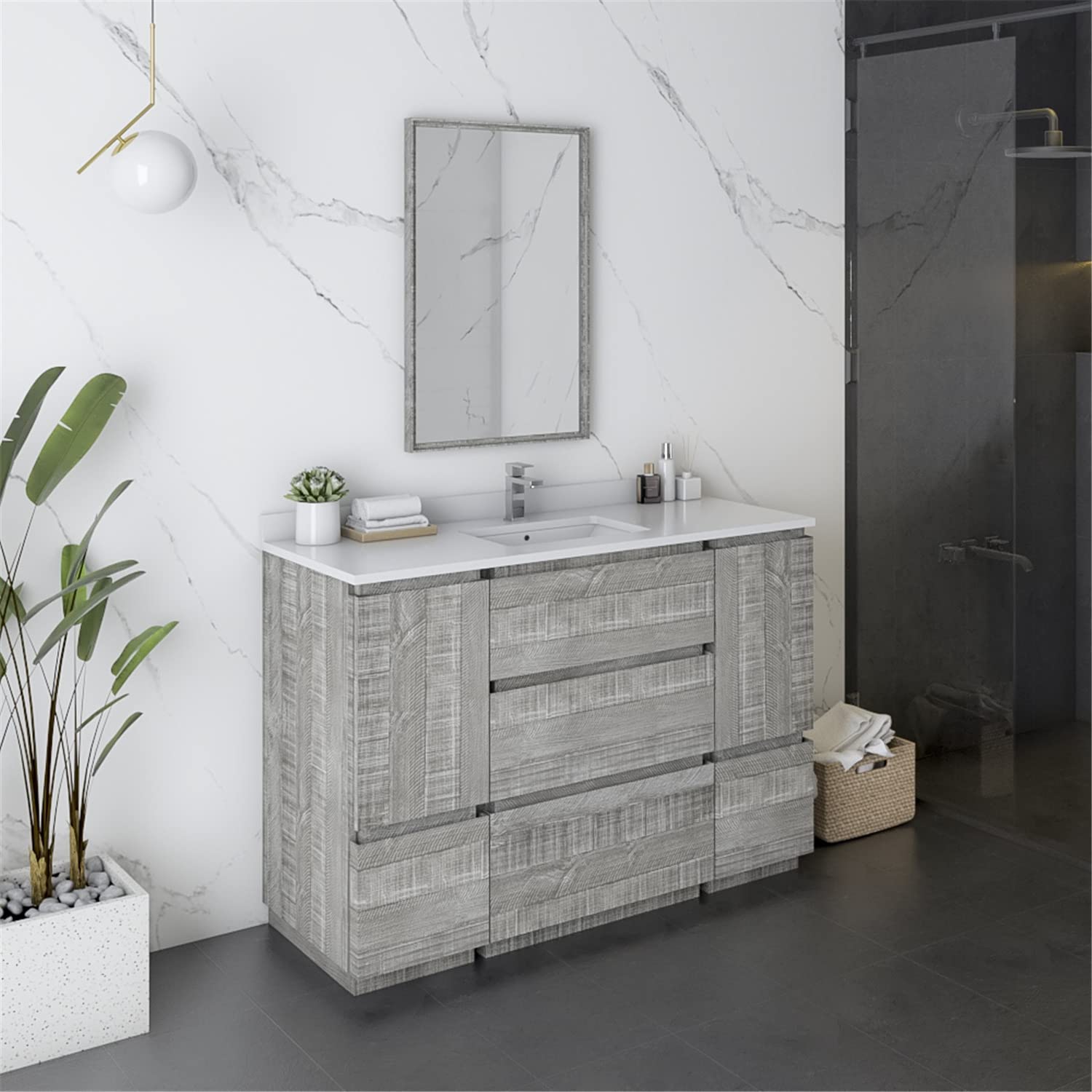 Fresca Formosa 48&#34; Floor Standing Modern Bathroom Vanity w/Mirror in Ash