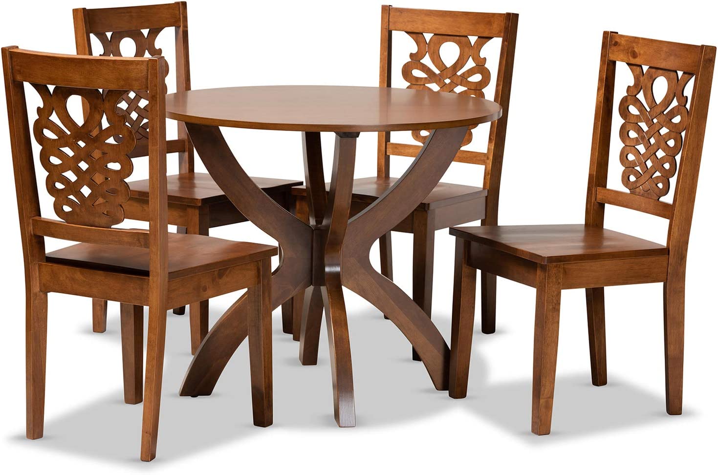 Baxton Studio Wanda Modern and Contemporary Transitional Walnut Brown Finished Wood 5-Piece Dining Set