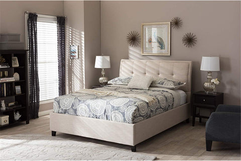 Baxton Studio Lea Storage Platform Bed Beige
