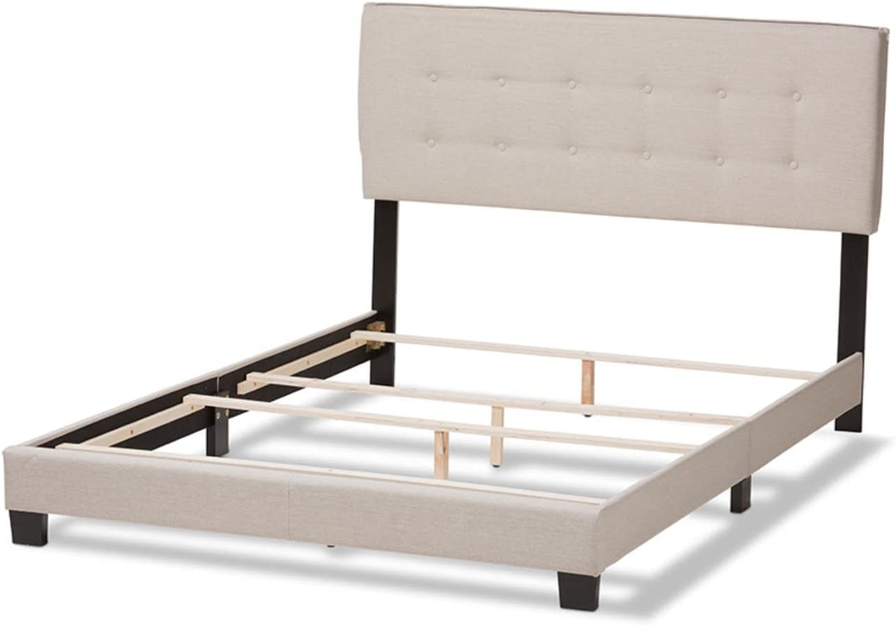 Baxton Studio Audrey Modern and Contemporary Light Beige Fabric Upholstered King Size Bed