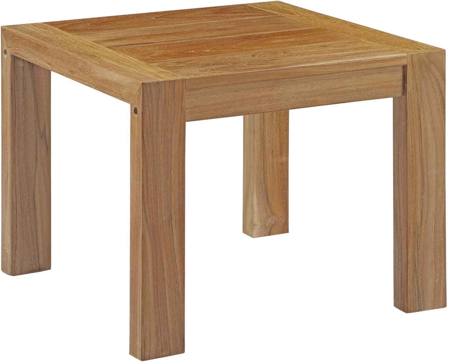 Modway Upland Teak Wood Outdoor Patio Side End Table in Natural