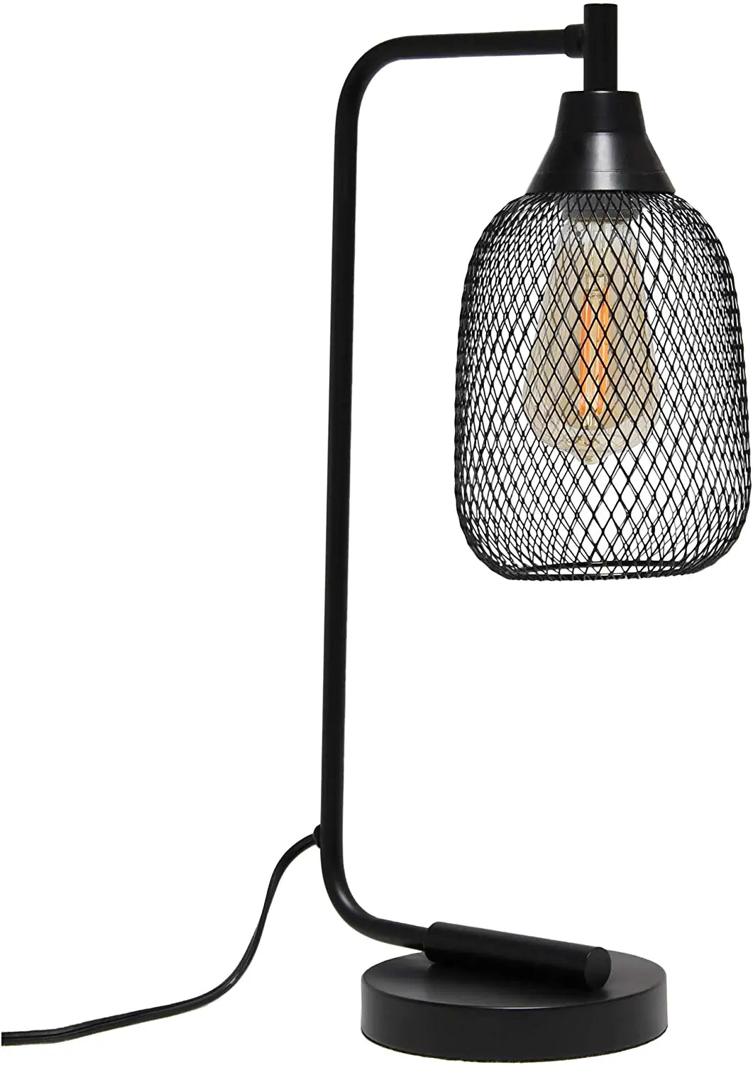Lalia Home Industrial Office Desk Lamp with Wired Mesh Shade and Matte Black Finish