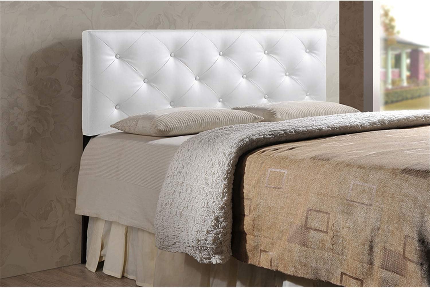 Baxton Studio Baltimore Modern and Contemporary White Faux Leather Upholstered Twin Size Headboard