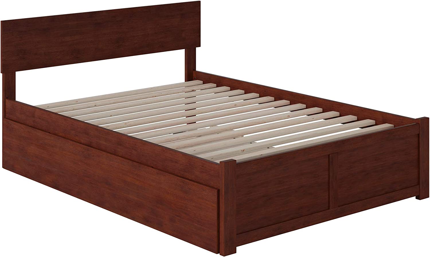 AFI Orlando Platform Flat Panel Foot Board and Full Size Urban Trundle Bed, Walnut