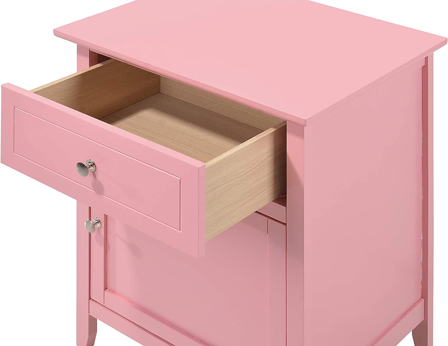 Glory Furniture 1 Drawer /1 Door Nightstand, Pink