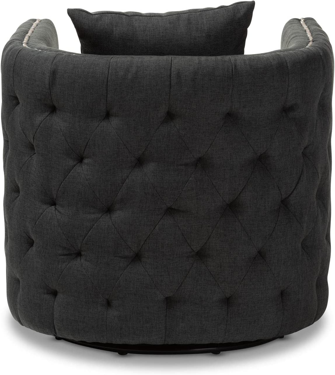 Baxton Studio Micah Modern and Contemporary Gray Fabric Upholstered Tufted Swivel Chair