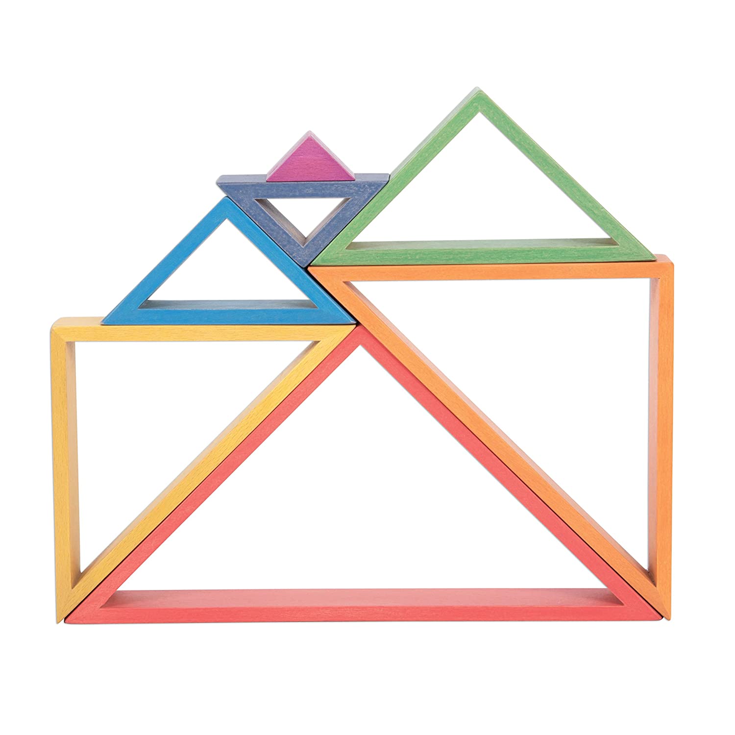 TickiT - 73418 Wooden Rainbow Architect Triangles - Nesting Puzzle - Stacking Blocks for Ages 12M+