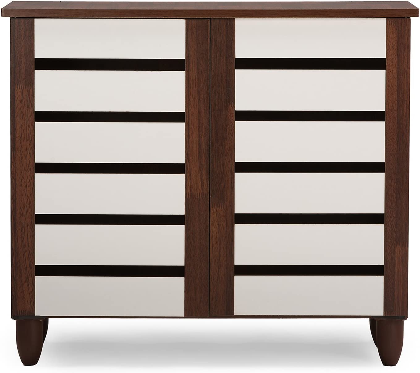 Baxton Studio Wholesale Interiors Gisela Oak and White 2-Tone Shoe Cabinet with 2 Doors