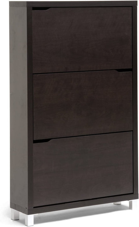 Baxton Studio Simms Modern Shoe Cabinet, Dark Brown