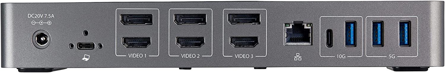 StarTech.com USB-C &amp; USB-A Dock - Hybrid Universal Triple Monitor Laptop Docking Station w/ DisplayPort &amp; HDMI 4K 60Hz - 85W Power Delivery, 6X USB Hub, GbE, Audio - USB 3.1 Gen 2 10Gbps (DK31C3HDPD)