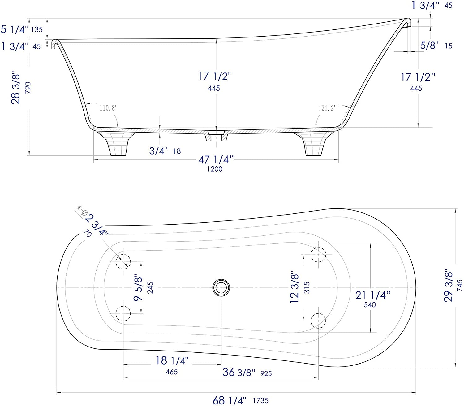 ALFI brand AB9960 Tub, White Matte