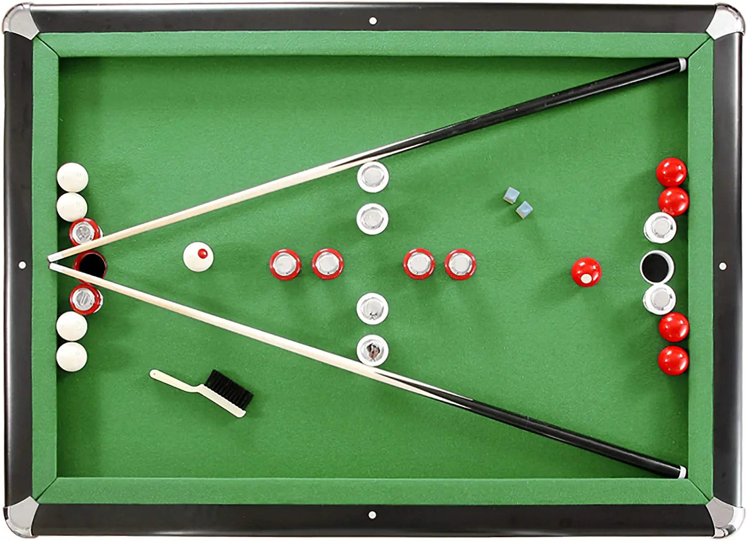 Renegade 54-In Slate Bumper Pool Table for Family Game Rooms with Green Felt, 48-In Cues, Balls, Brush and Chalk