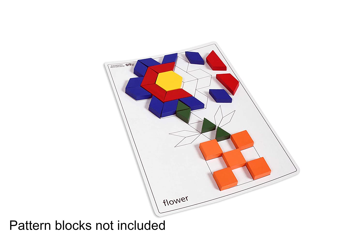 LEARNING ADVANTAGE 7149 Pattern Block Cards - Set of 20 Double-Sided Cards - Early Geometry for Kids - Teach Creativity, Sequencing and Patterning