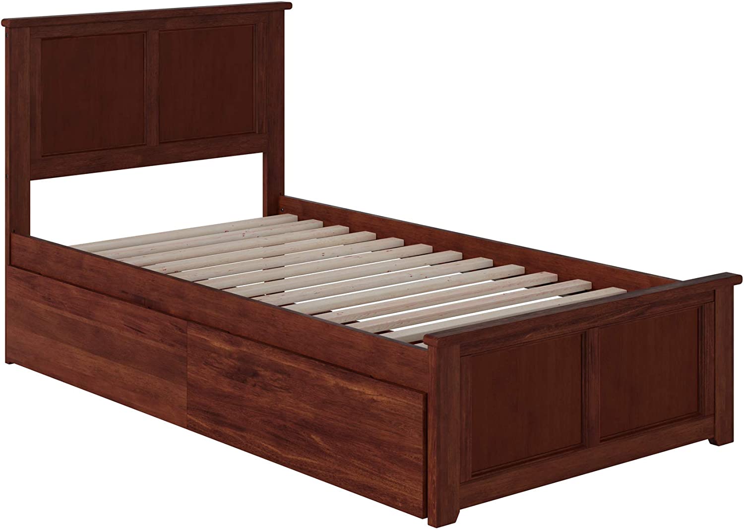 Atlantic Furniture AR8616114 Madison Platform Matching Foot Board and 2 Urban Bed Drawers, Twin XL, Walnut