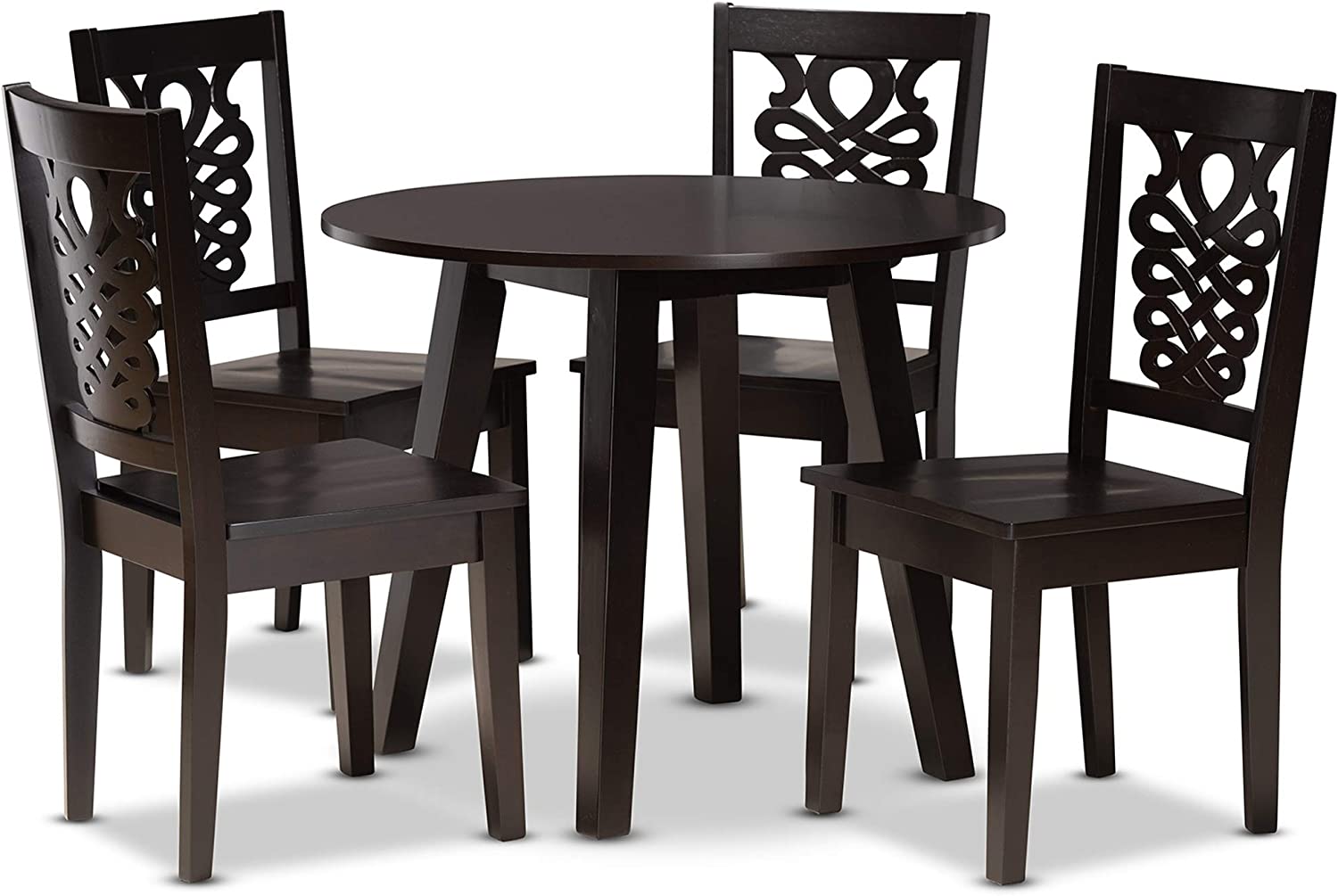 Baxton Studio Mina Modern and Contemporary Transitional Dark Brown Finished Wood 5-Piece Dining Set