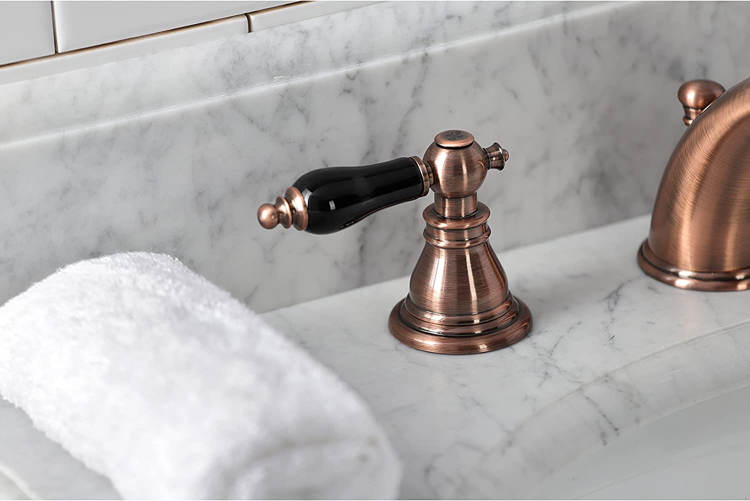 Kingston Brass KB966AKL Duchess Widespread Bathroom Faucet, Antique Copper