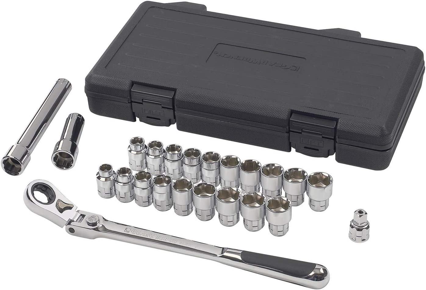 GEARWRENCH 23 Pc. 3/8&#34; Drive 6 Pt. Pass-ThruÃ¢â€žÂ¢ Mechanics Tool Set, Standard, SAE/Metric - 893823