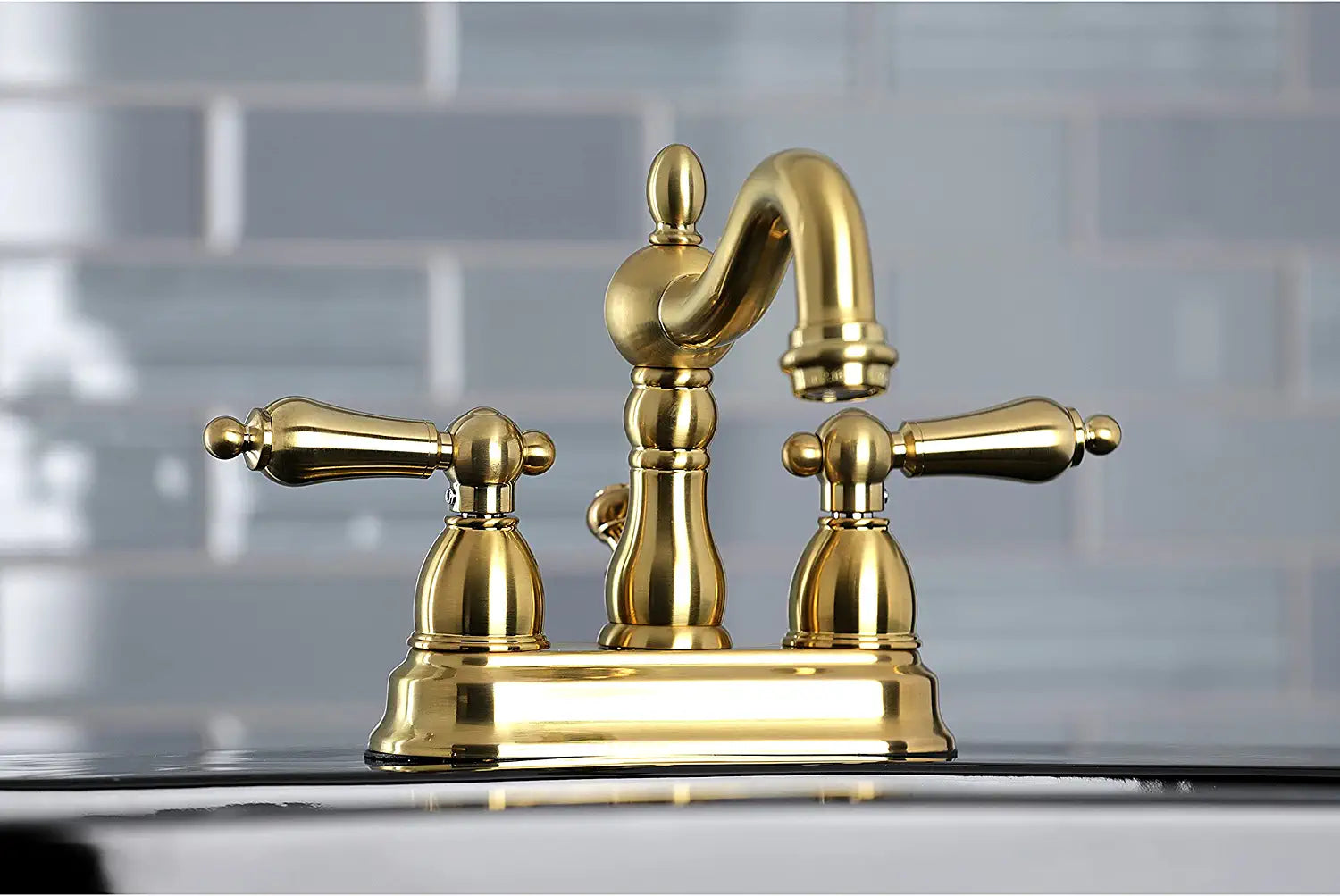 Kingston Brass KB1607AL 4 in. Centerset Bathroom Faucet, Brushed Brass