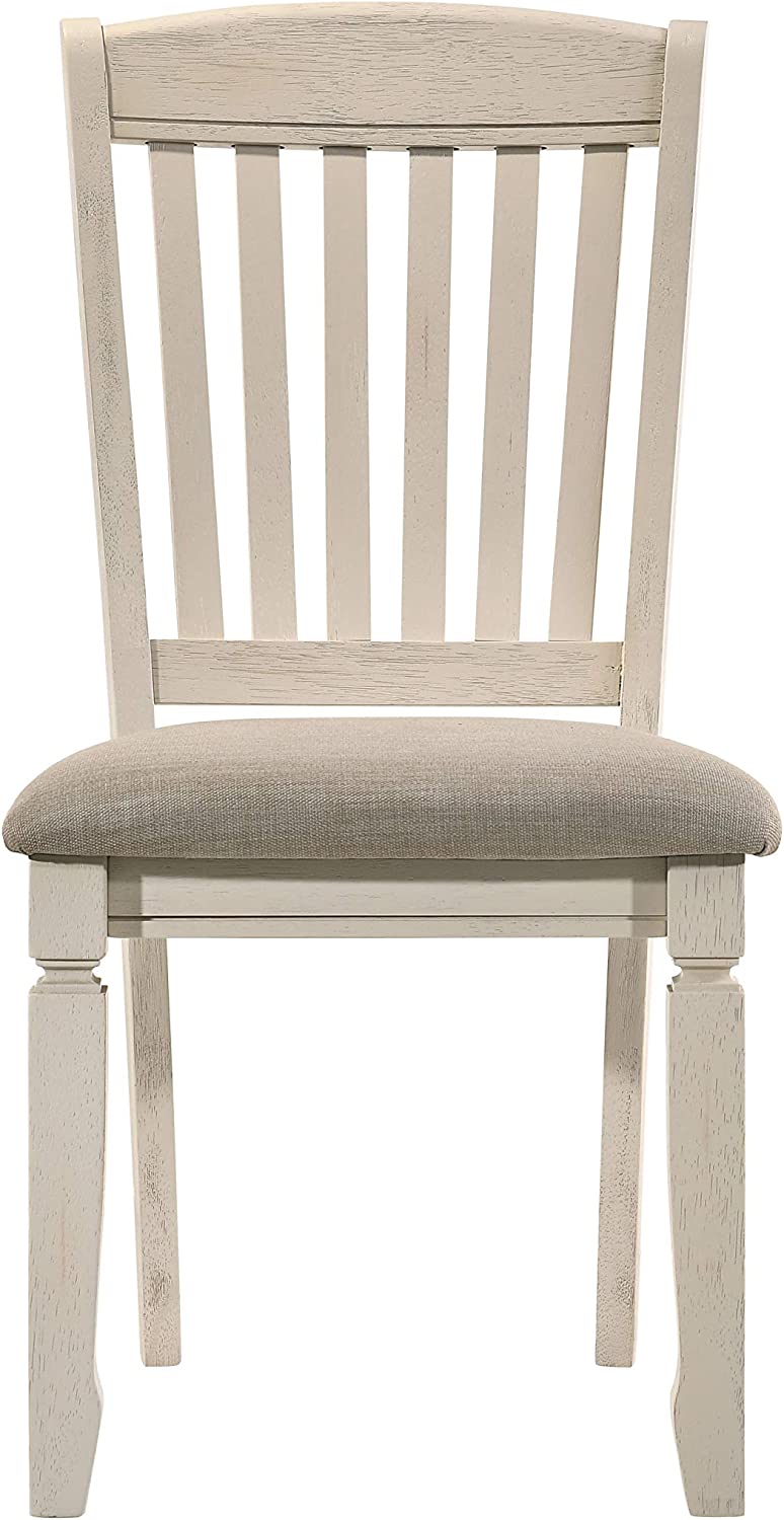 Acme Furniture Fedele Side Chair, Tan Fabric &amp; Cream Finish