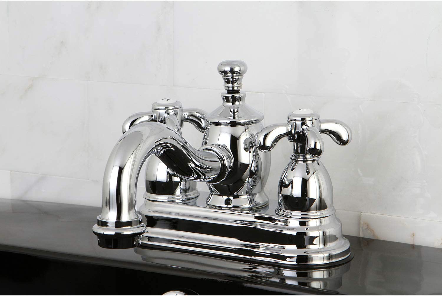 Kingston Brass KS7101TX French Country 4&#34; Centerset Bathroom Faucet, Polished Chrome