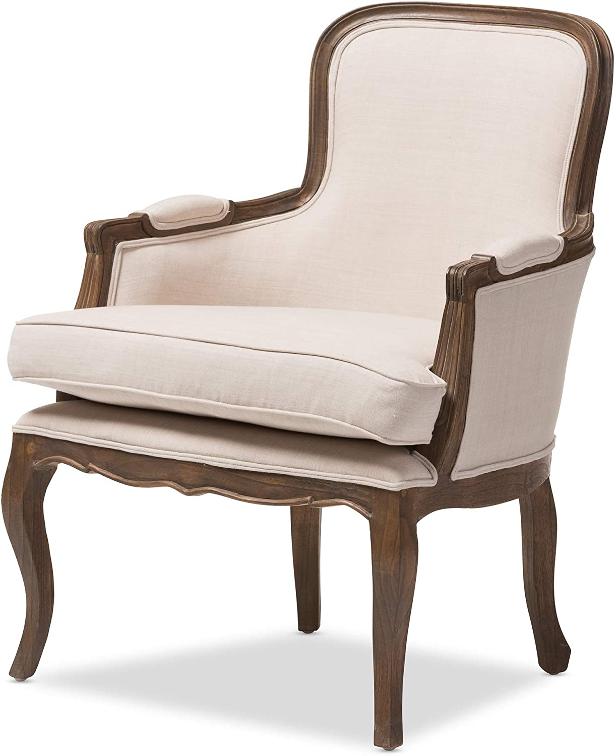 Baxton Studio Napoleon Traditional French Accent Chair, Ash